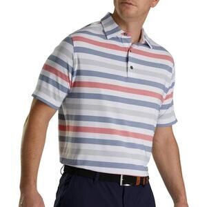 FootJoy Lisle Light Stripe Golf Polo Men's Large Red White Blue Gray 4th Of July